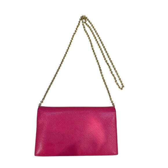 Salvatore Ferragamo Pink Leather Chain Strap Clutch With Gold Bow Detail - Picture 2 of 9